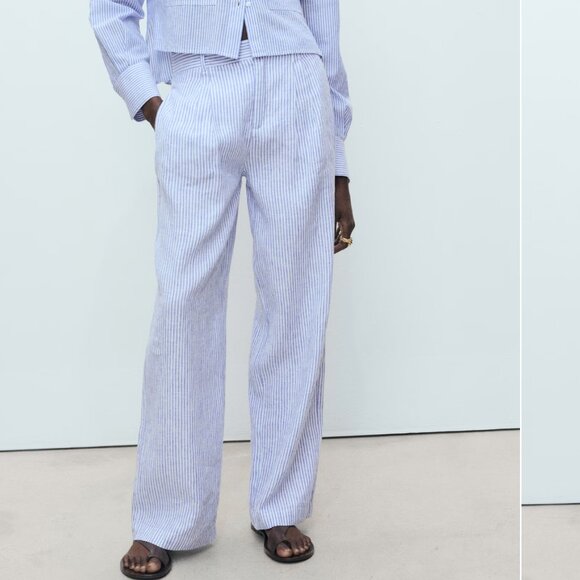 New w/Tags MANGO Linen Trousers - Picture 2 of 3